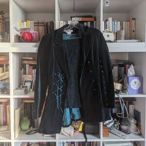 Dark Teal Velvet Skirt Suit Set